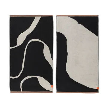 Nova Arte gastenhanddoek 40x55 cm 2-pack - Black-off white - Mette Ditmer