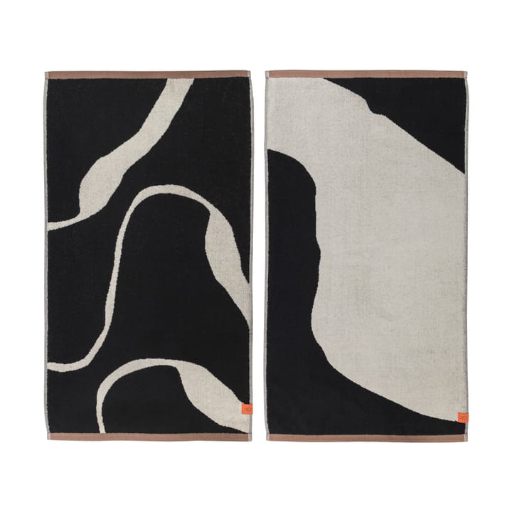 Nova Arte handdoek 50x90 cm 2-pack - Black-off white - Mette Ditmer