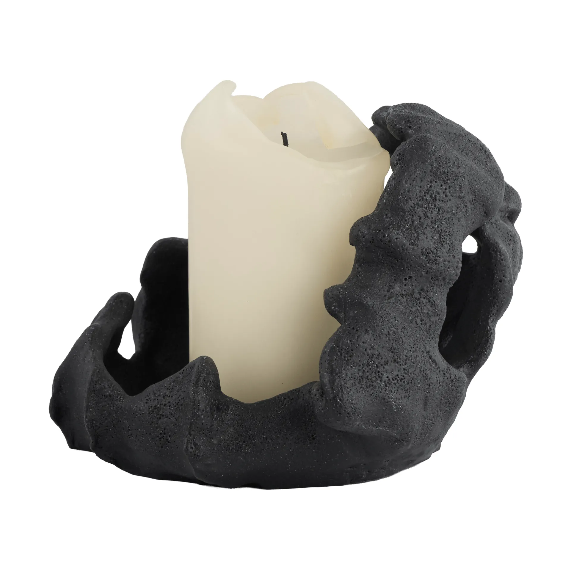 Reef stompkaarsenhouder, Zwart, Ø16,5x13 cm Mette Ditmer
