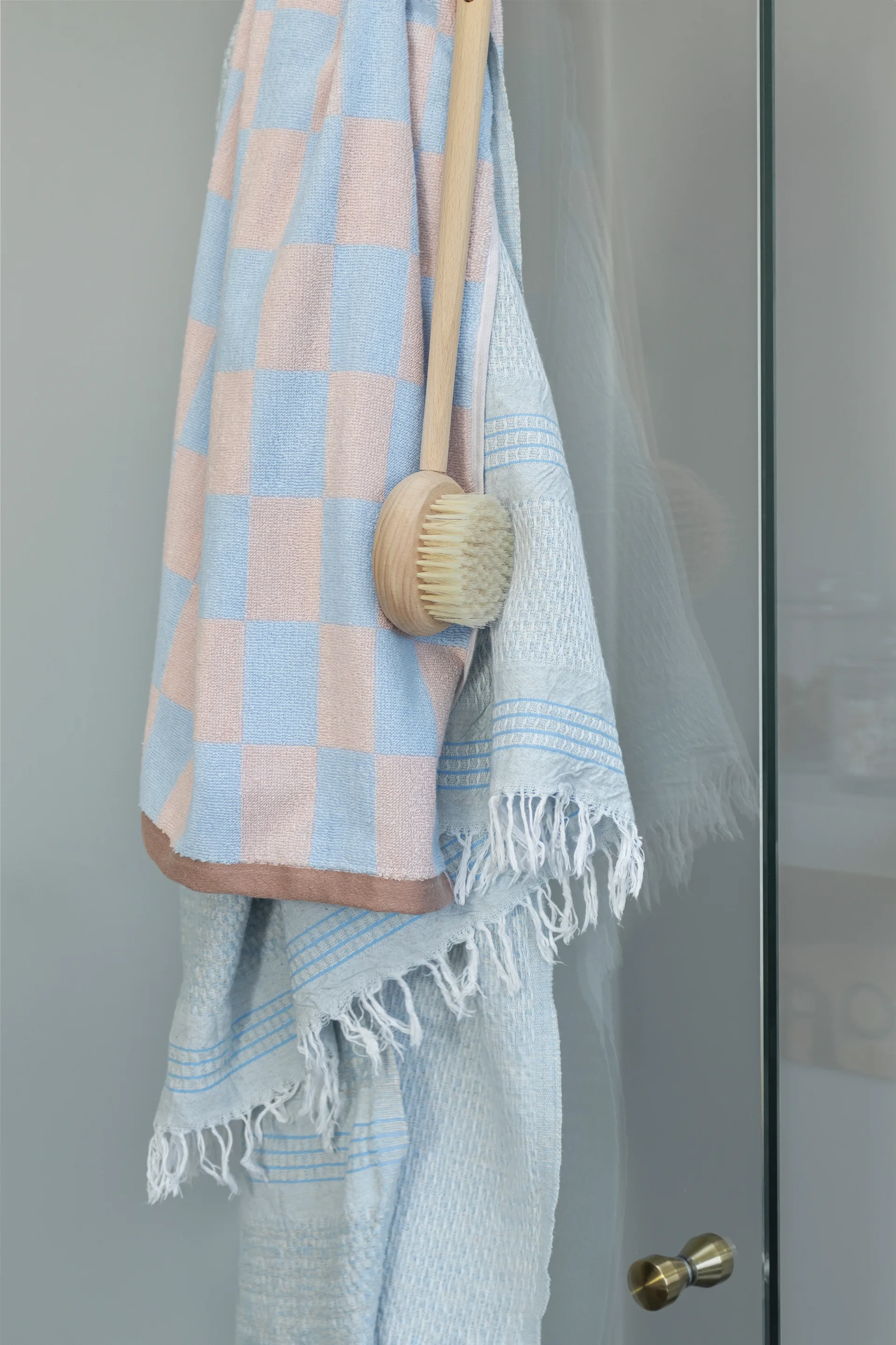 Retro handdoek 50x90 cm, Light blue Mette Ditmer
