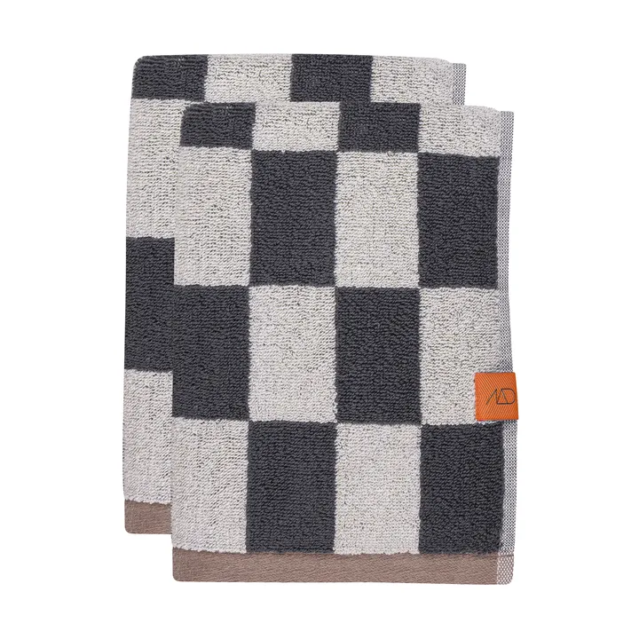 Retro handdoek - Dark grey, 40x55 cm, 2-pack - Mette Ditmer