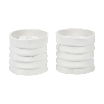 Ribbon kaarsenhouder Ø7 cm 2-pack - Off-white - Mette Ditmer