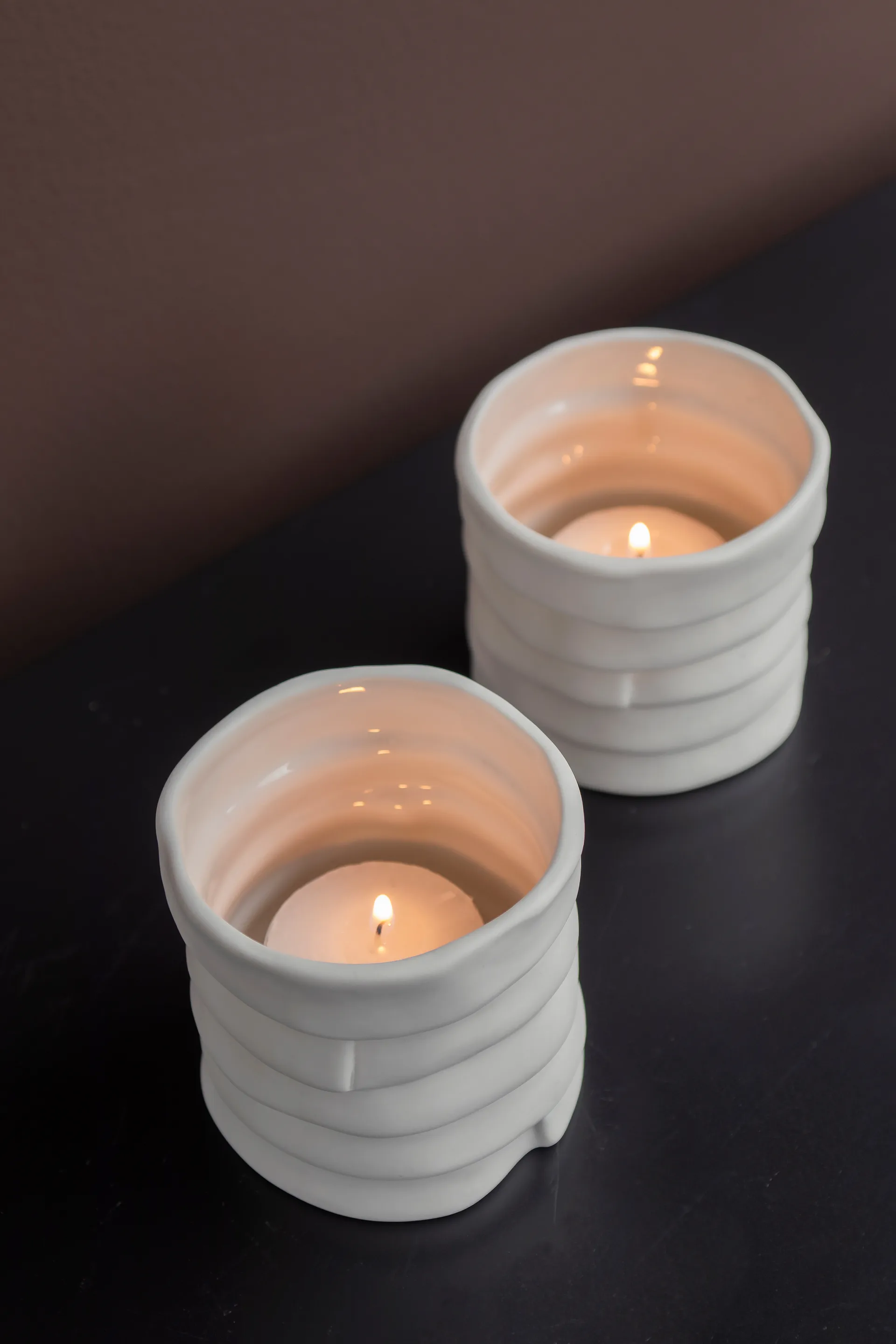 Ribbon kaarsenhouder Ø7 cm 2-pack, Off-white Mette Ditmer