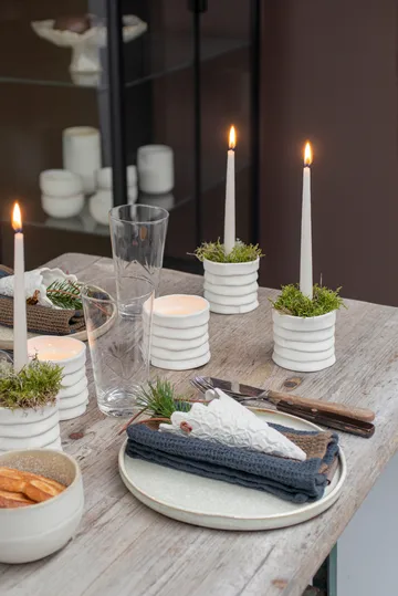 Ribbon kaarsenhouder Ø7 cm 2-pack - Off-white - Mette Ditmer