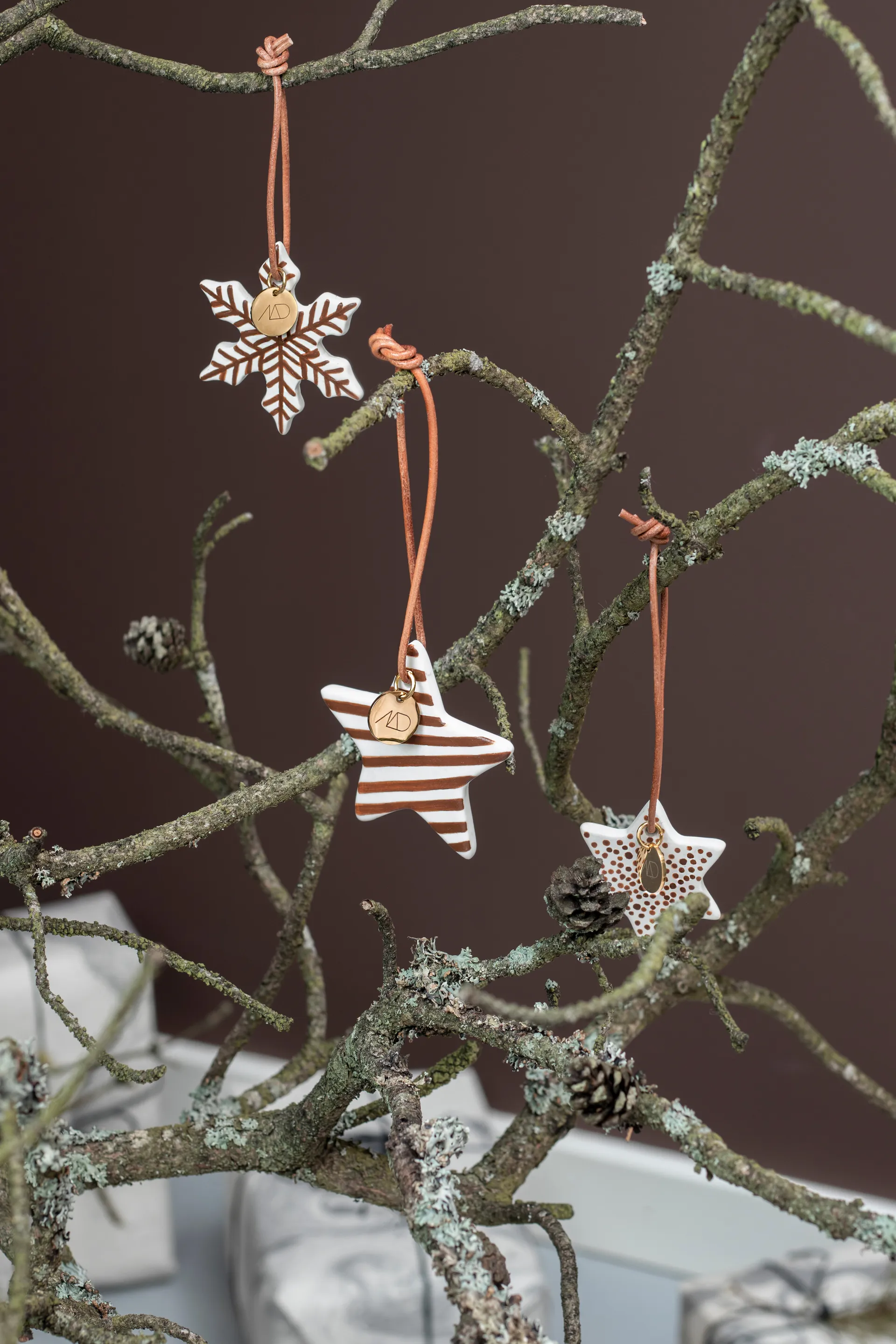 Star kerstboomhanger 3-delig, Walnut Mette Ditmer