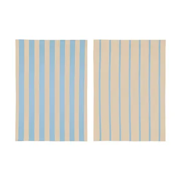 Stripes keukendoek 50x70 cm 2-pack - Blauw-Beige (blauw-beige), 50x70 cm - Mette Ditmer