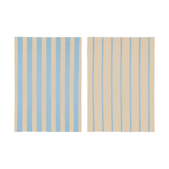 Stripes keukendoek 50x70 cm 2-pack - Blauw-Beige (blauw-beige), 50x70 cm - Mette Ditmer