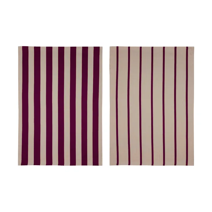 Stripes keukendoek 50x70 cm 2-pack - Rood-Beige (rood-beige), 50x70 cm - Mette Ditmer