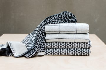 Tile Stone gastenhanddoek 38x60 cm 2-pack - Black-Off-white - Mette Ditmer