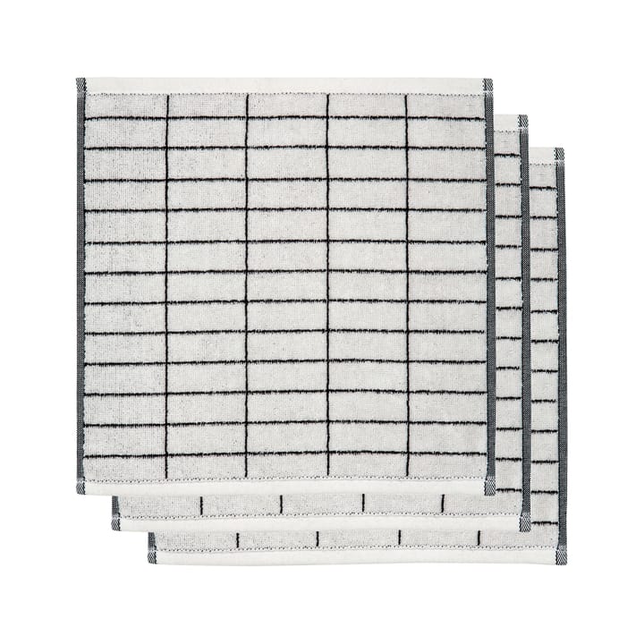 Tile stone handdoek 31x31 cm 3-pack - Zwart-off white - Mette Ditmer