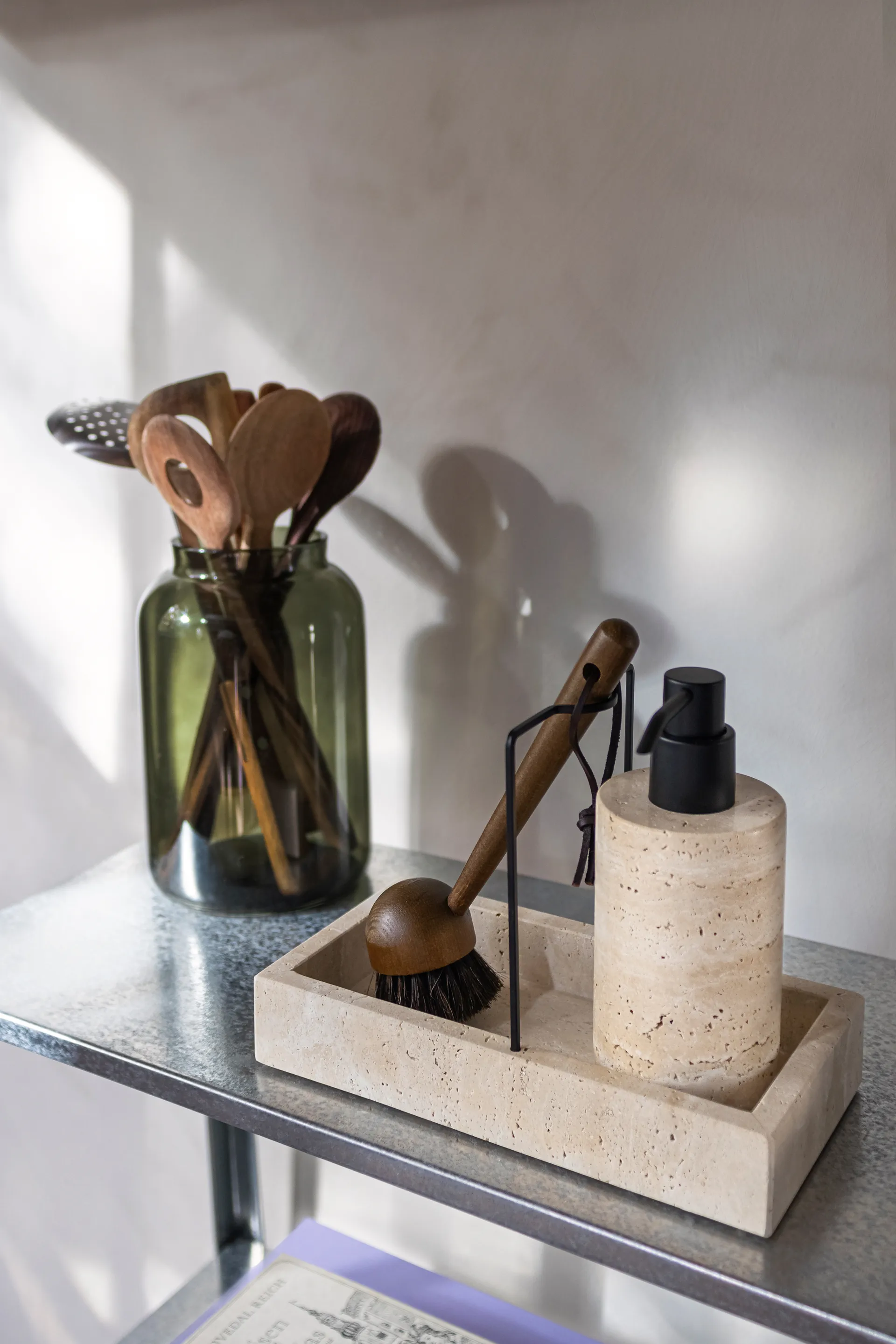 Travertine aanrechtorganizer 12x23,5 cm, Linnen Mette Ditmer