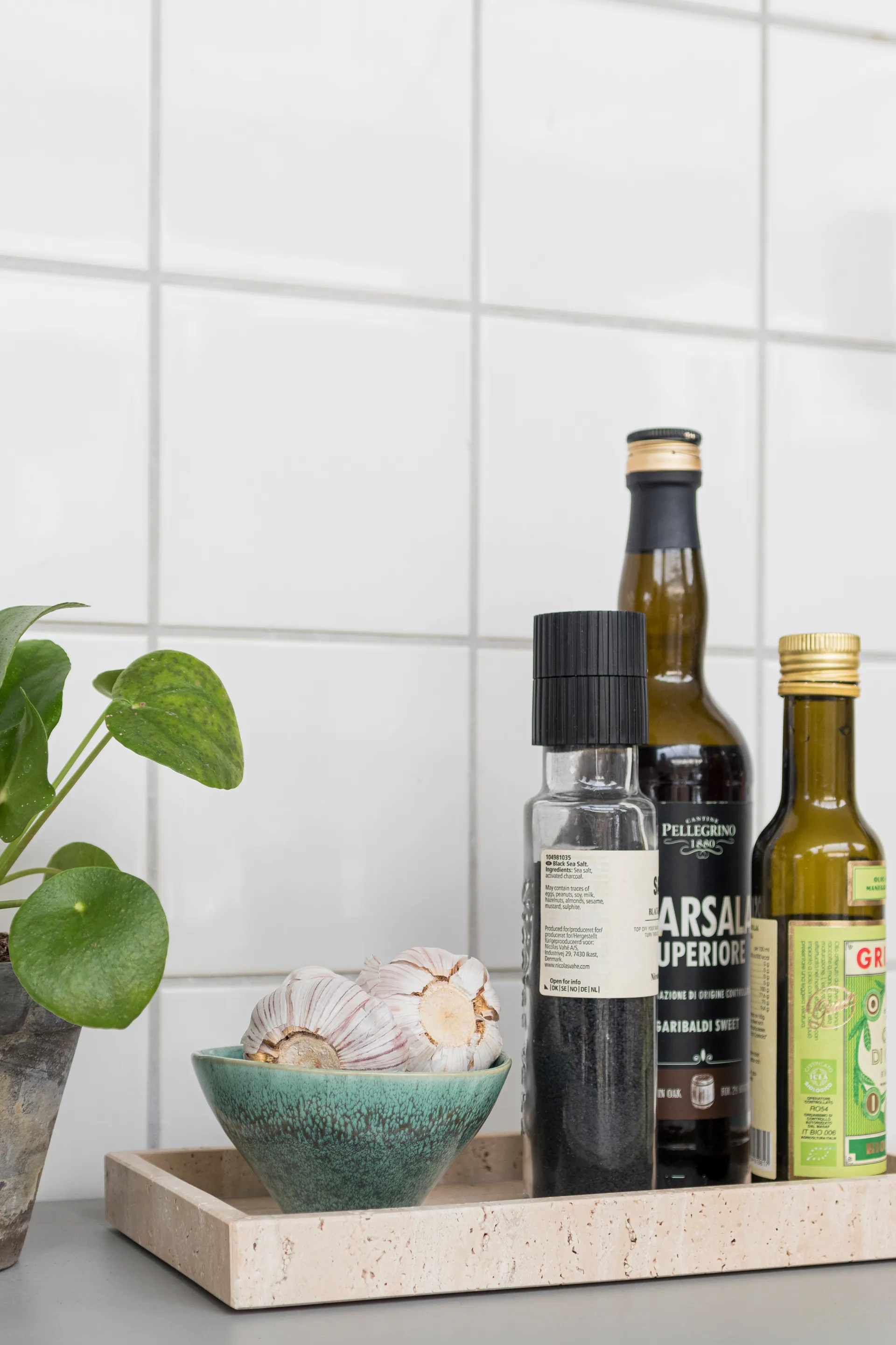 Travertine decoratie dienblad 16x31 cm, Linnen Mette Ditmer