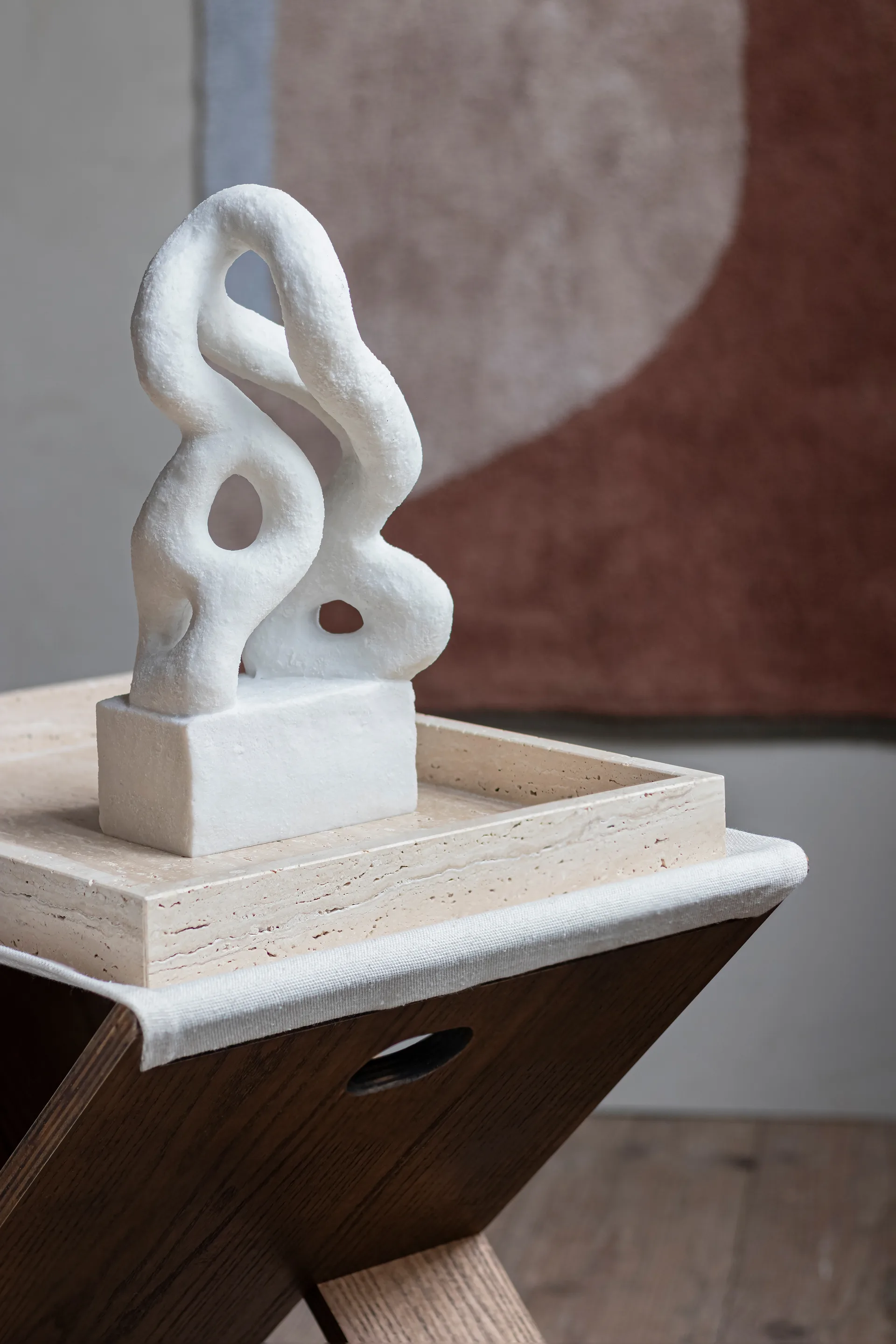 Travertine decoratie dienblad 30x40 cm, Linnen Mette Ditmer