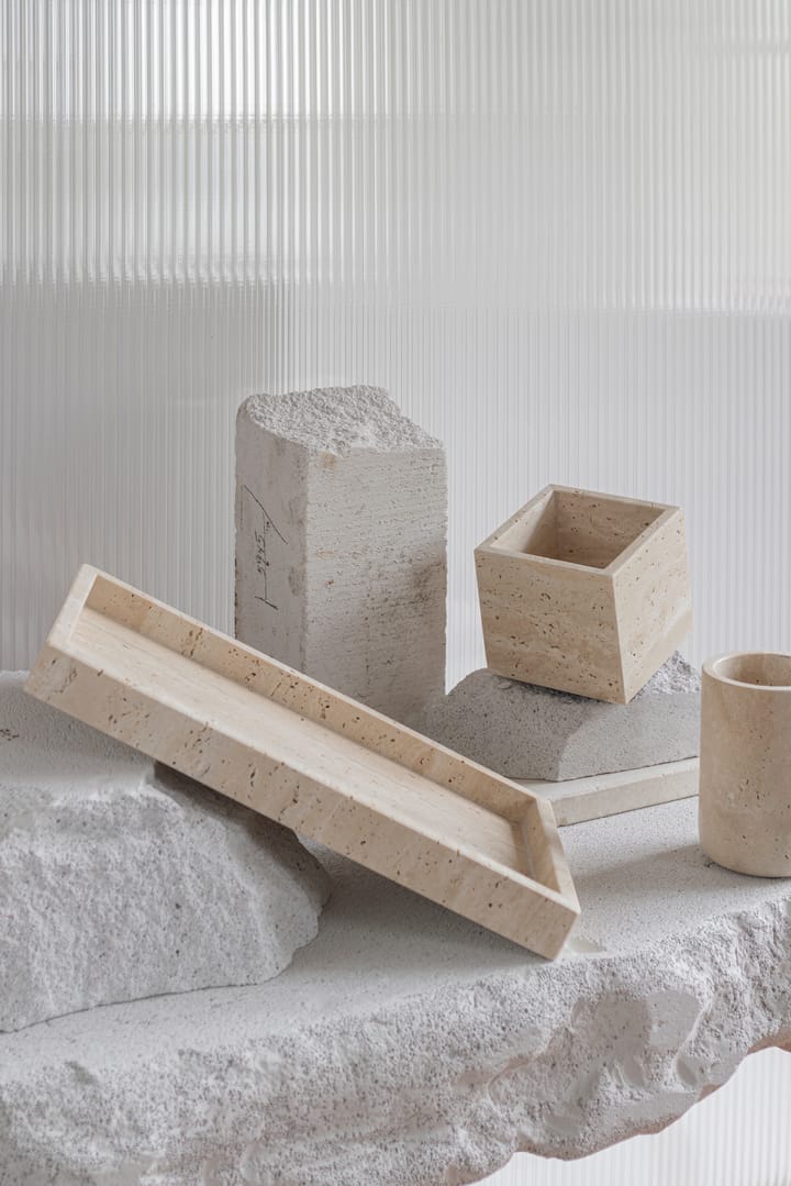 Travertine kubus 10x10 cm, Linnen Mette Ditmer