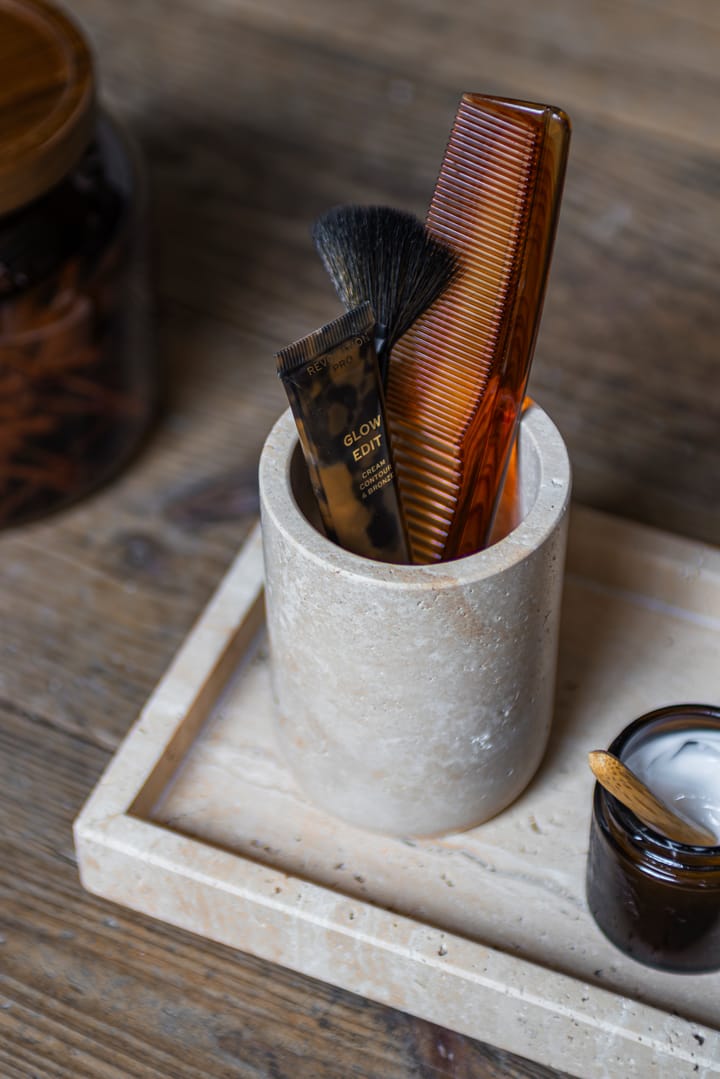 Travertine tandenborstelhouder 10 cm, Linnen Mette Ditmer