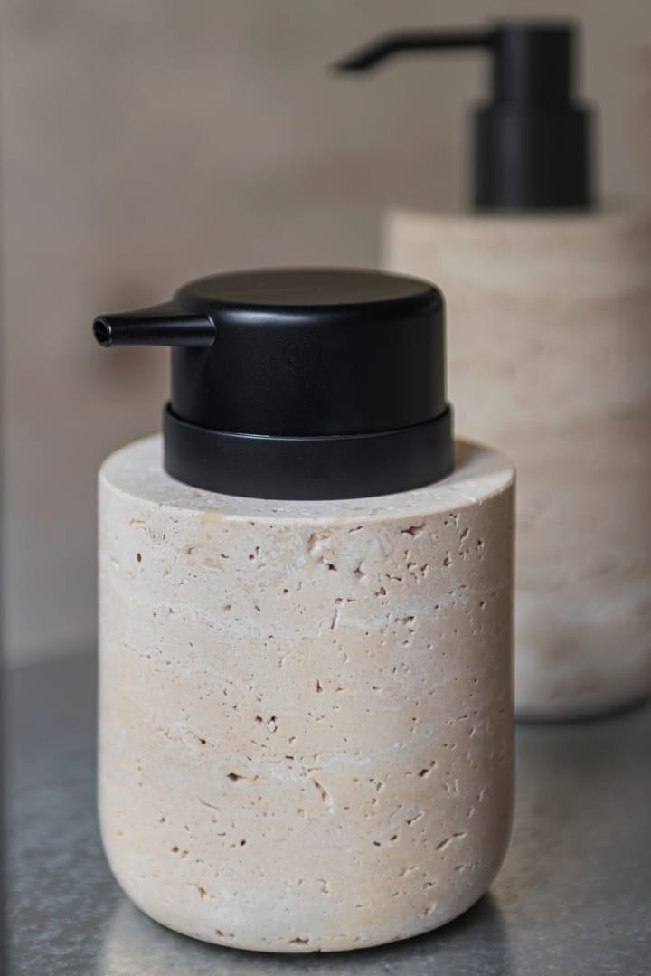 Travertine zeepdispenser 12,5 cm, Linnen Mette Ditmer