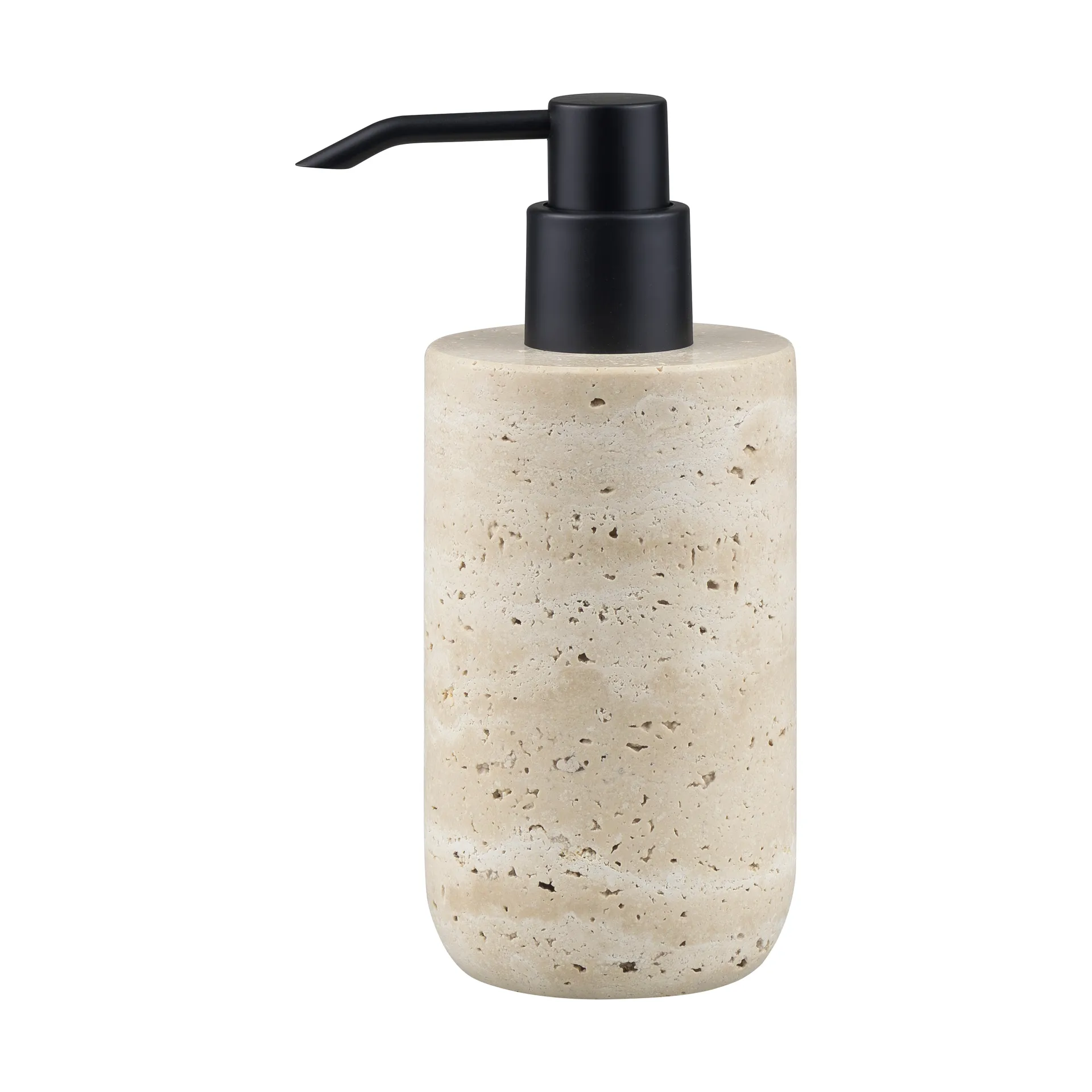 Travertine zeepdispenser 17,5 cm, Linnen Mette Ditmer