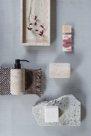 Travertine zeepdispenser 17,5 cm - Linnen - Mette Ditmer