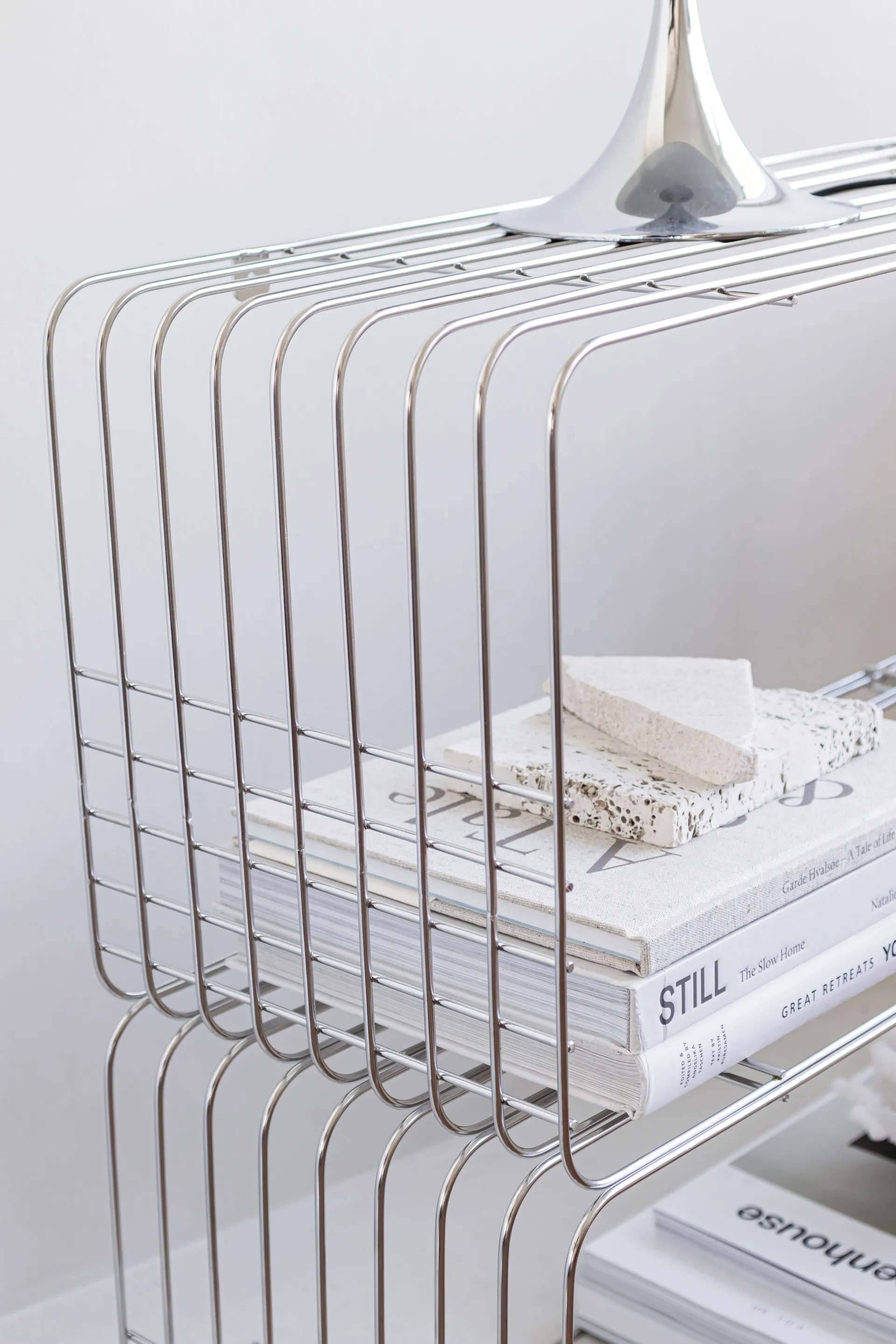 Wire wandplank, Chrome, 31x70x26 cm Mette Ditmer