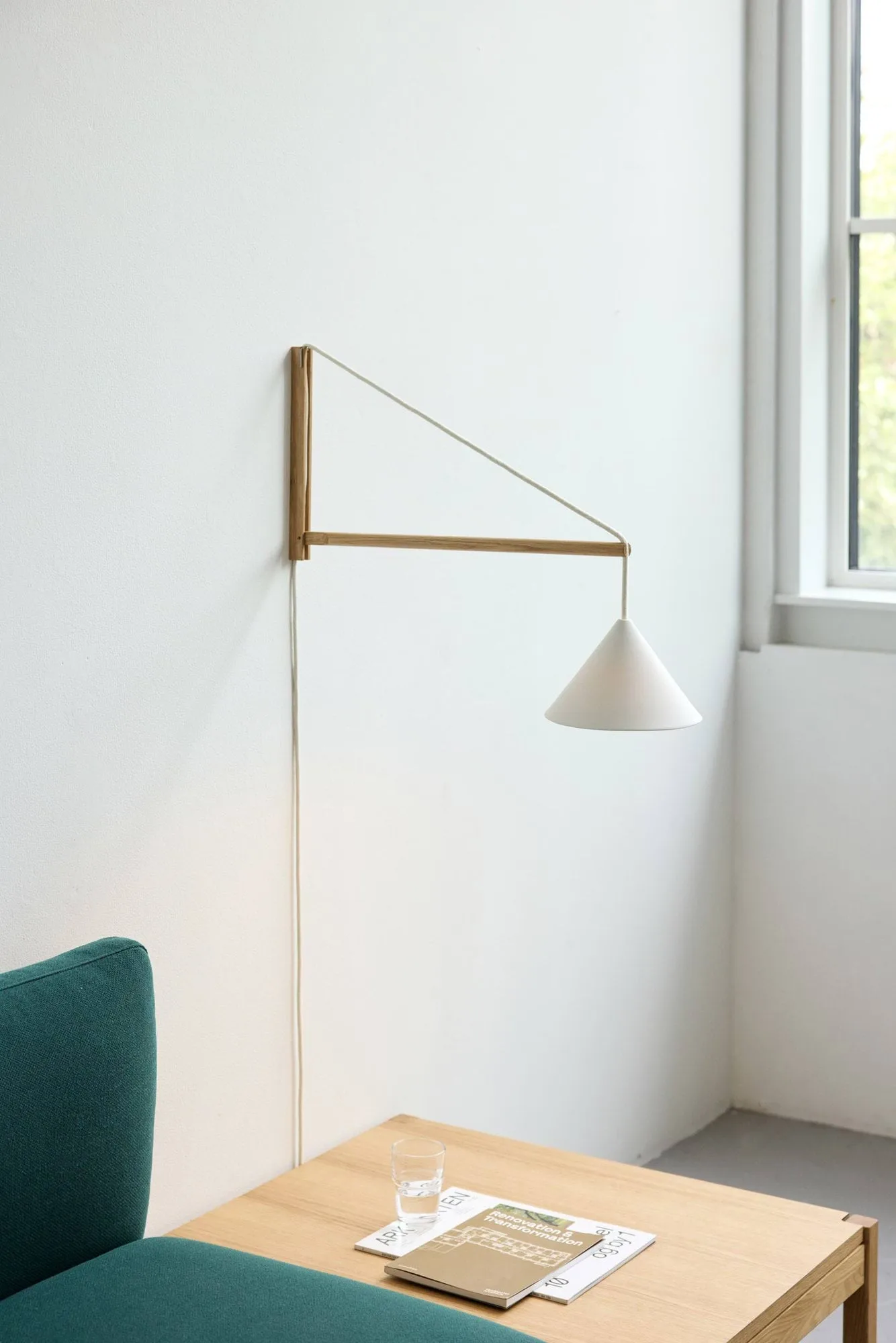 hangende wandlamp, eik-wit MOEBE