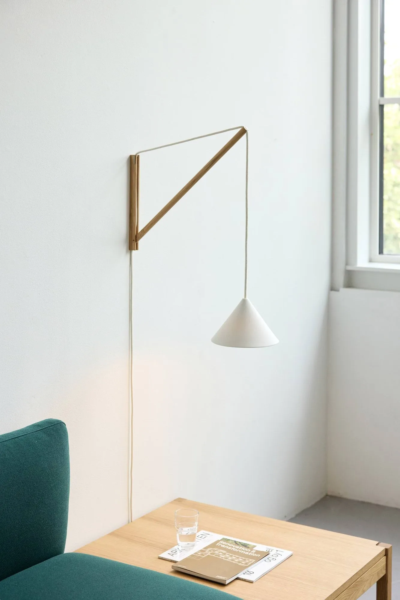 hangende wandlamp, eik-wit MOEBE