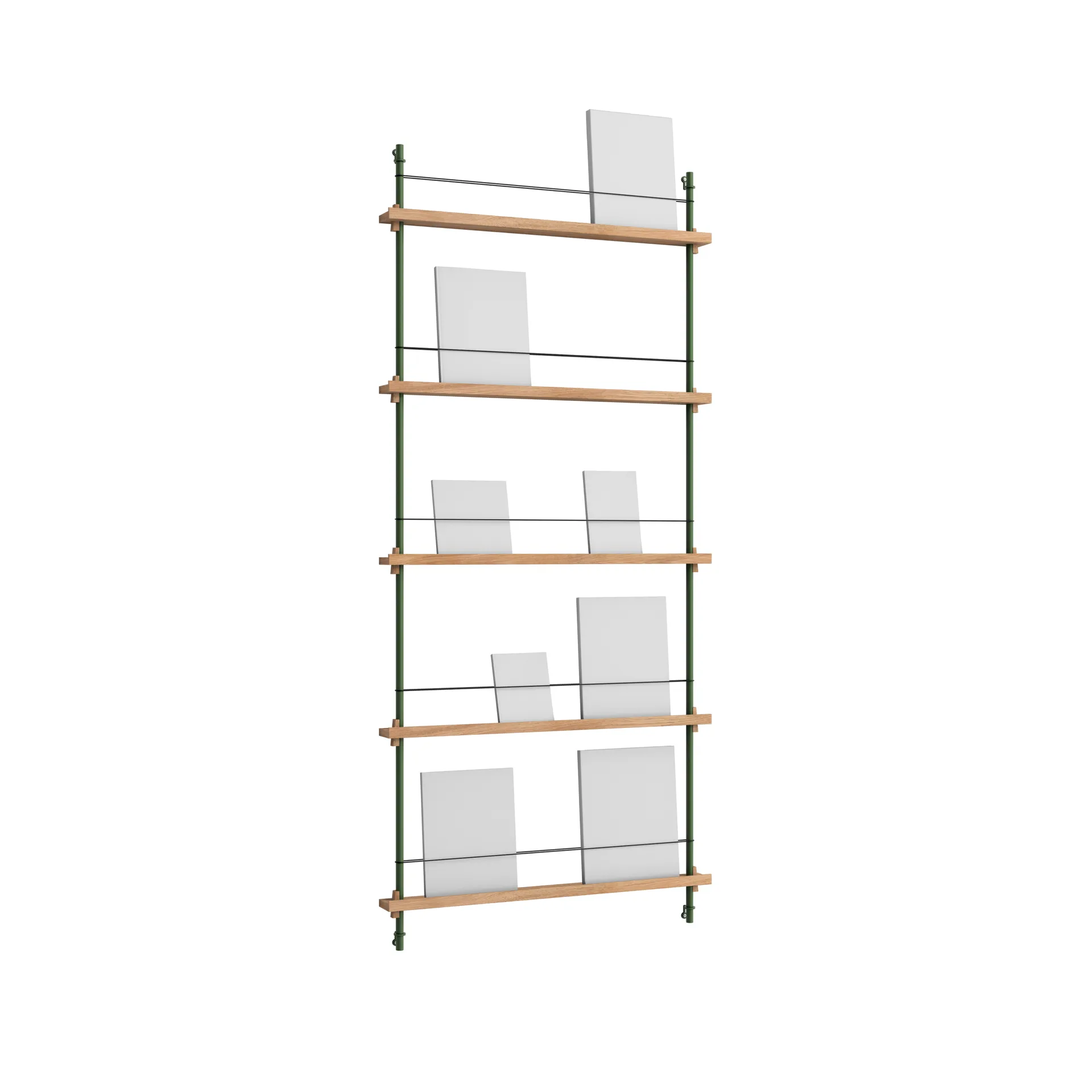 Magazine Shelving tijdschriftrek, Eiken-dennengroen, 85x180x7 cm, MS.180.1 MOEBE