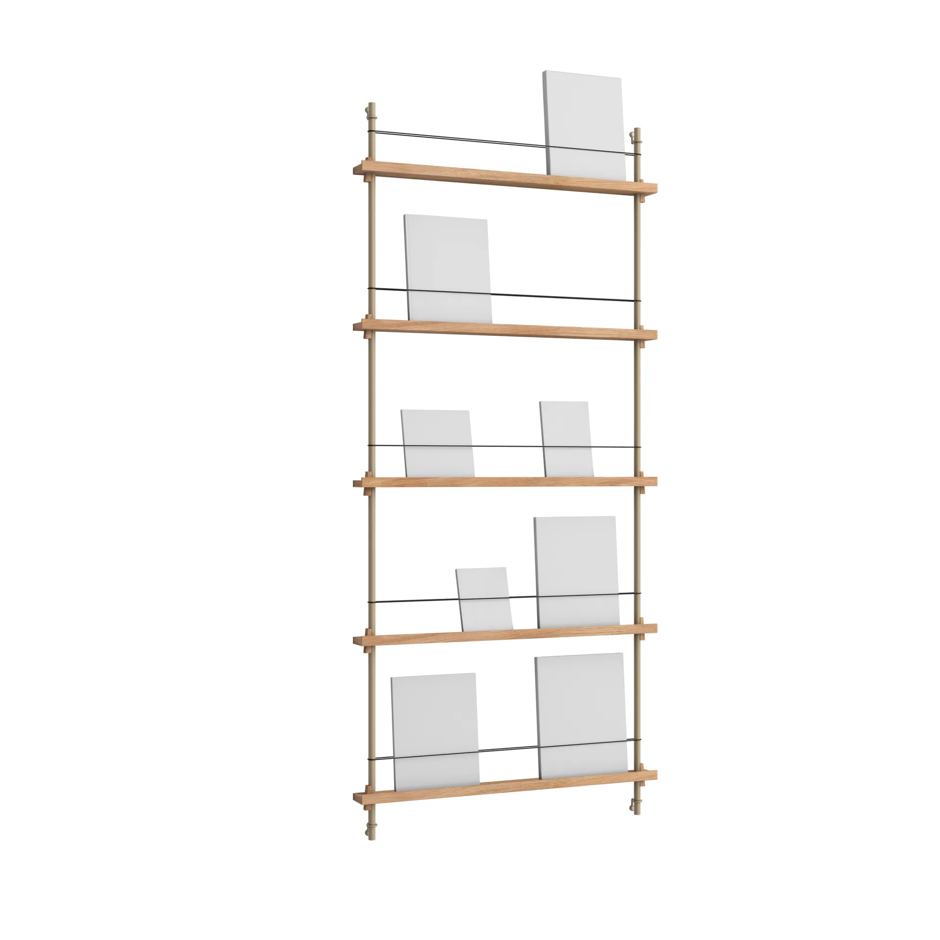 Magazine Shelving tijdschriftrek, Eiken-warmgrijs, 85x180x7 cm, MS.180.1 MOEBE