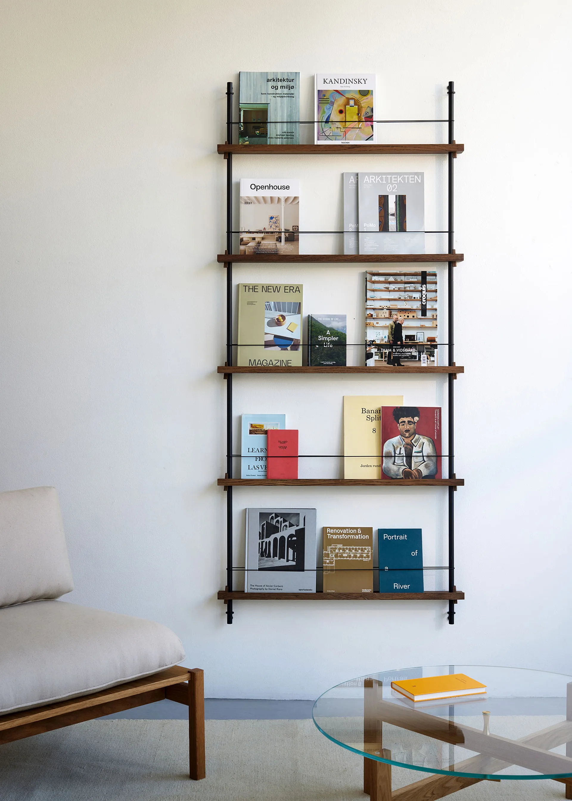 Magazine Shelving tijdschriftrek, Eiken-warmgrijs, 85x180x7 cm, MS.180.1 MOEBE