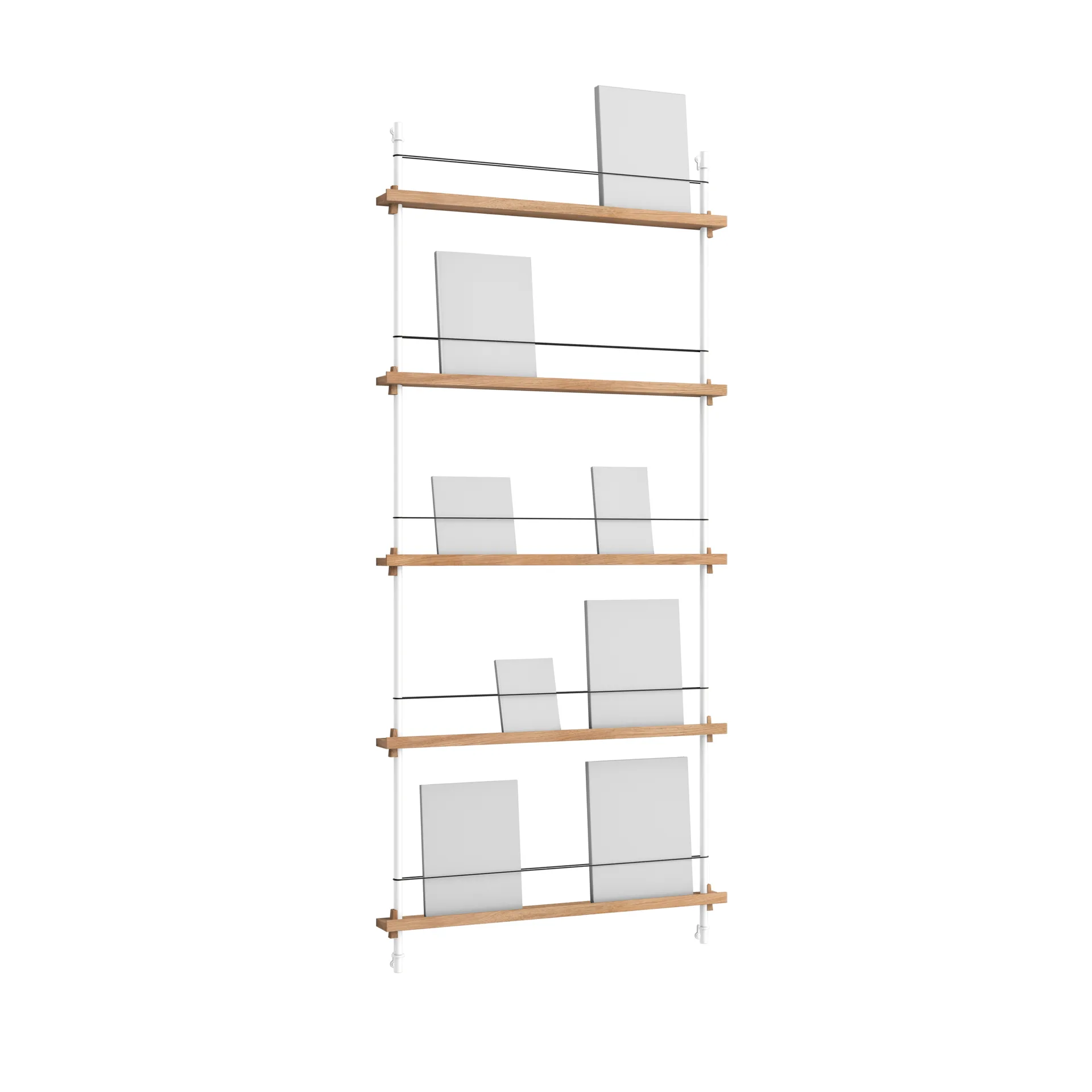 Magazine Shelving tijdschriftrek, Eiken-wit, 85x180x7 cm, MS.180.1 MOEBE