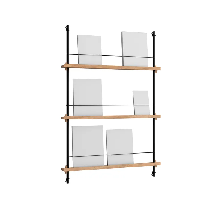 Magazine Shelving tijdschriftrek - Eiken-zwart, 85x115x7 cm, MS.115.1 - MOEBE