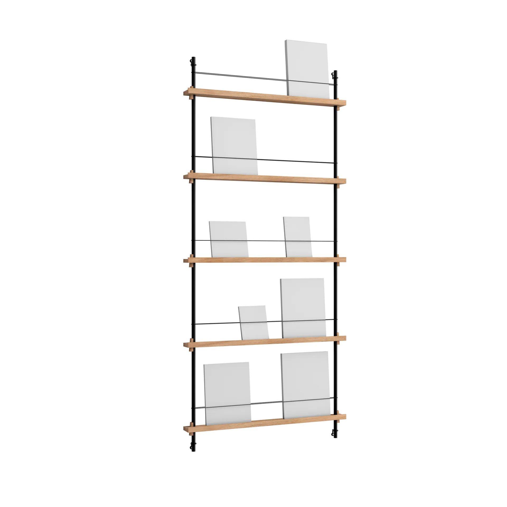 Magazine Shelving tijdschriftrek, Eiken-zwart, 85x180x7 cm, MS.180.1 MOEBE