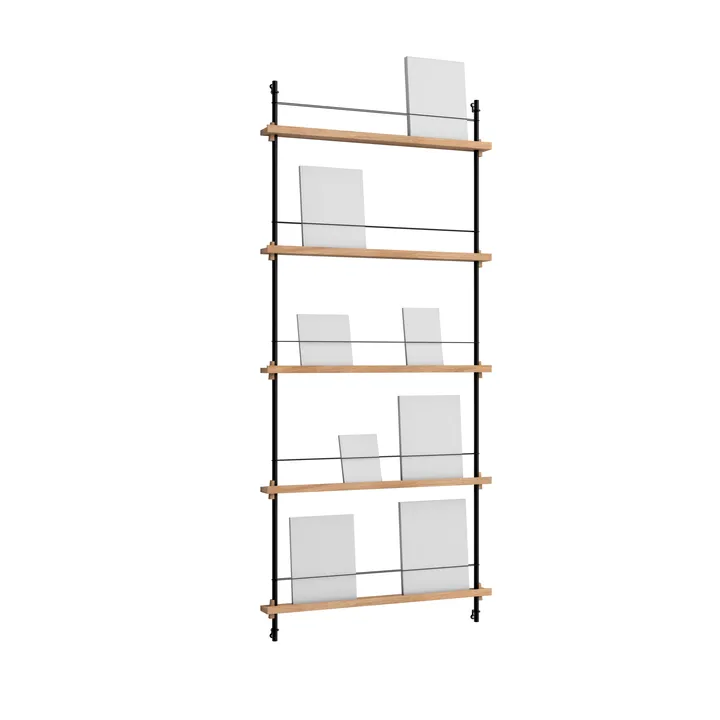 Magazine Shelving tijdschriftrek - Eiken-zwart, 85x180x7 cm, MS.180.1 - MOEBE