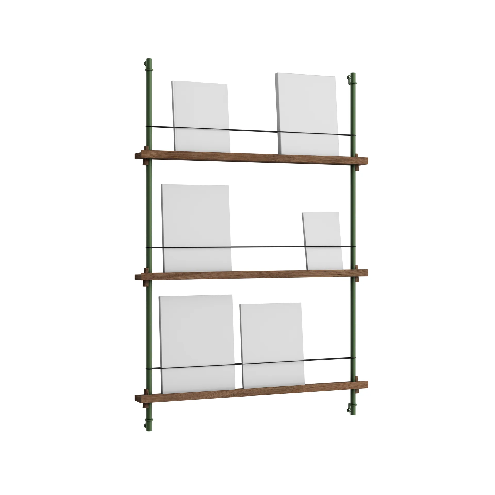 Magazine Shelving tijdschriftrek, Gerookt eiken-dennengroen, 85x115x7 cm, MS.115.1 MOEBE
