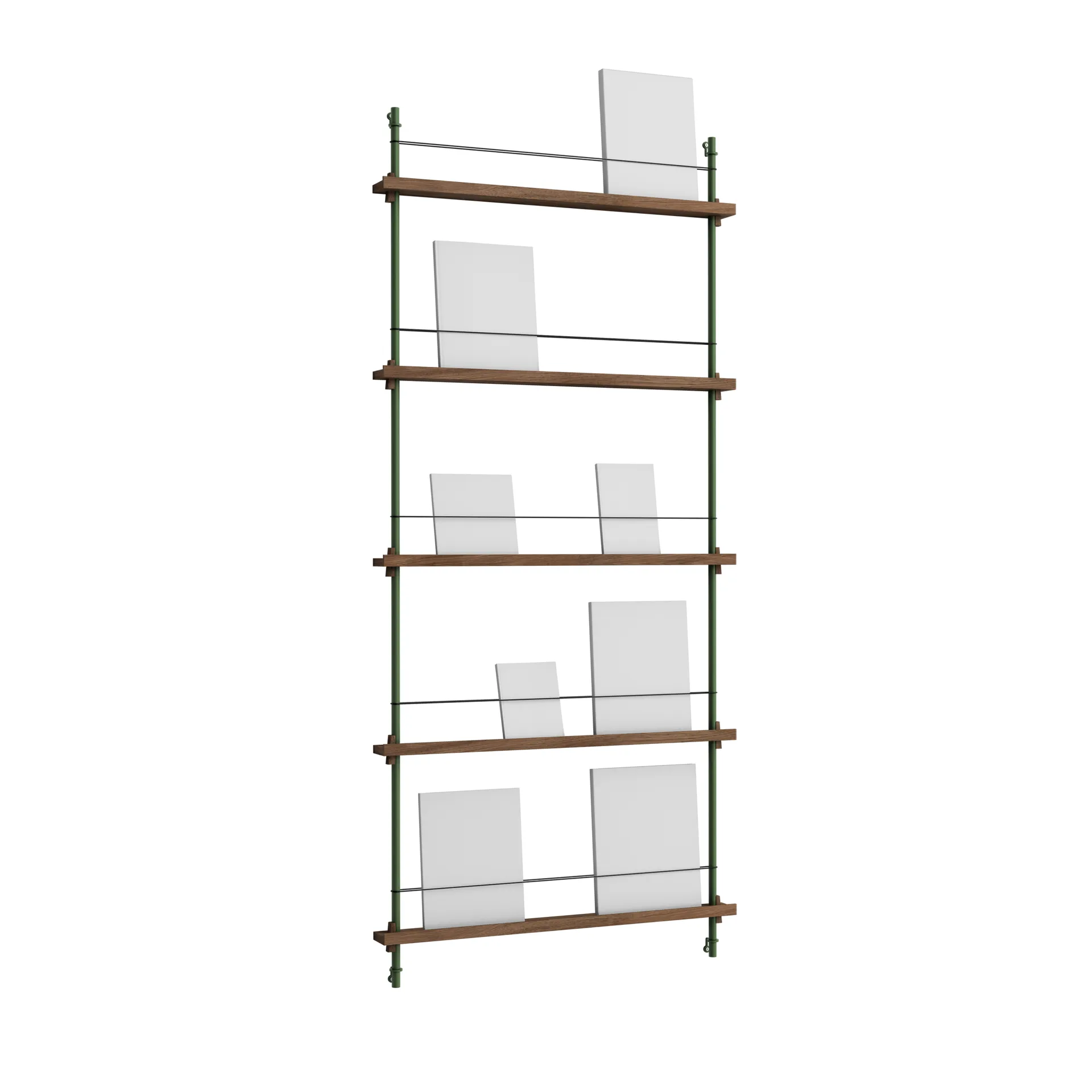 Magazine Shelving tijdschriftrek, Gerookt eiken-dennengroen, 85x180x7 cm, MS.180.1 MOEBE