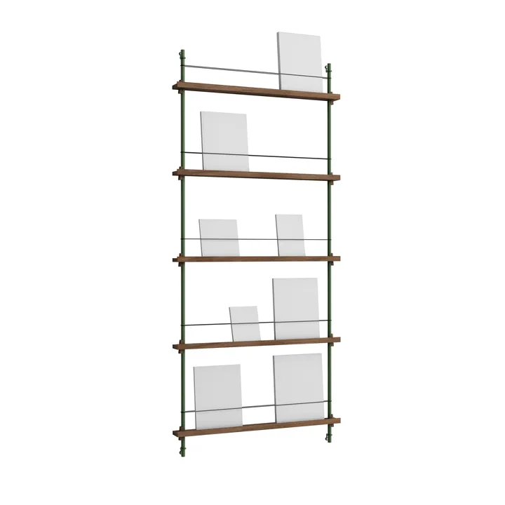 Magazine Shelving tijdschriftrek - Gerookt eiken-dennengroen, 85x180x7 cm, MS.180.1 - MOEBE