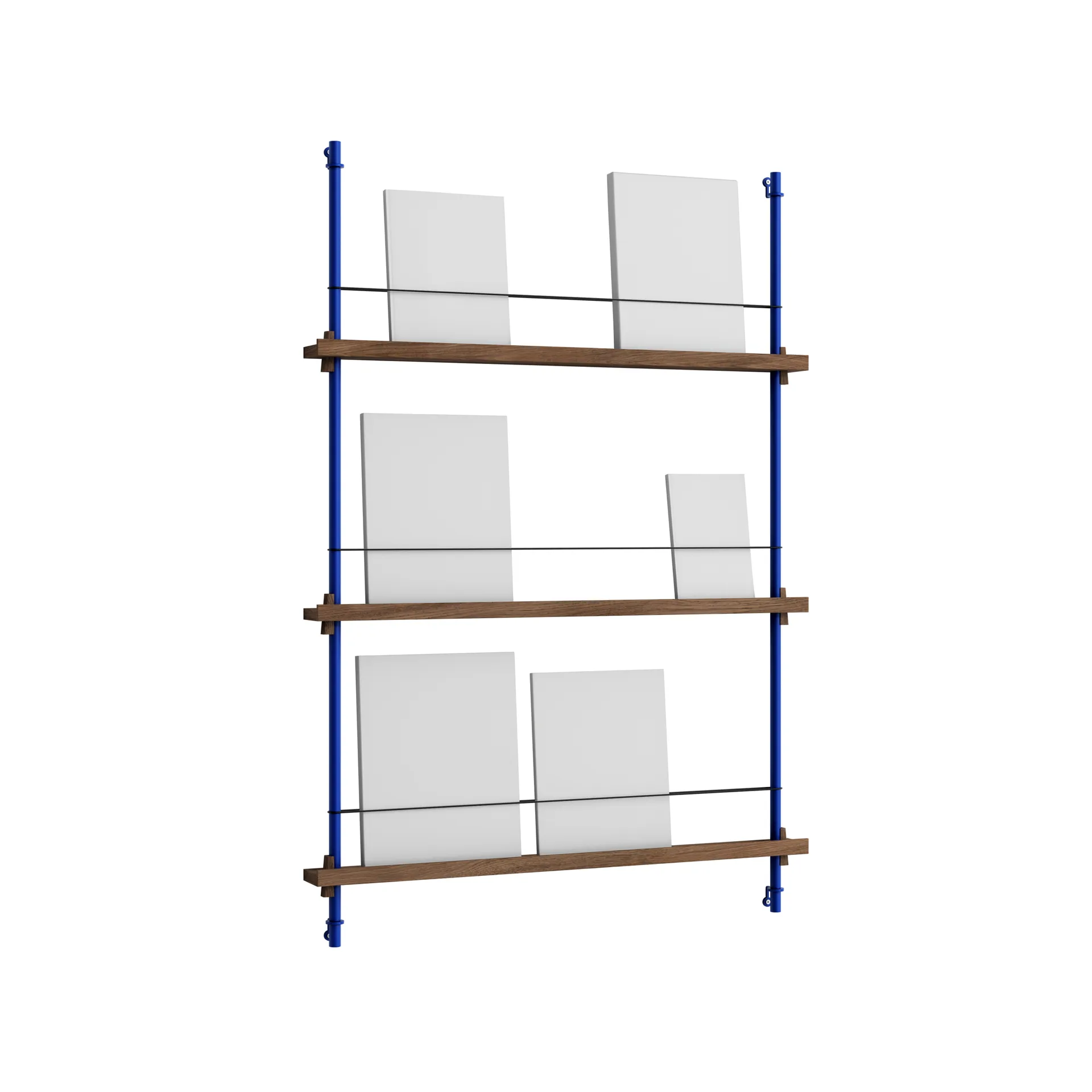 Magazine Shelving tijdschriftrek, Gerookt eiken-diepblauw, 85x115x7 cm, MS.115.1 MOEBE