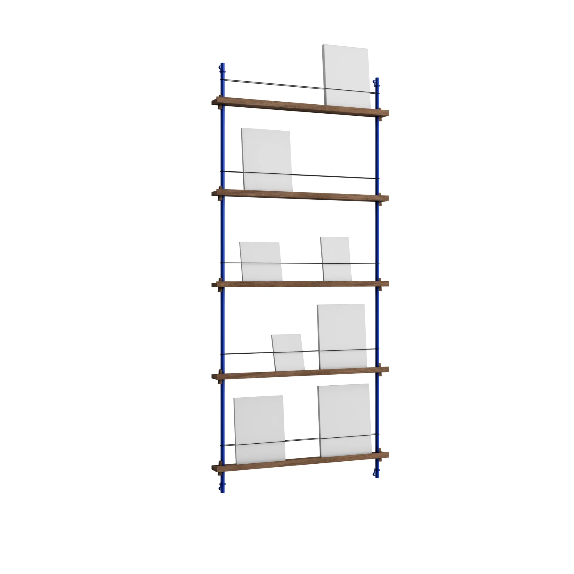 Magazine Shelving tijdschriftrek, Gerookt eiken-diepblauw, 85x180x7 cm, MS.180.1 MOEBE