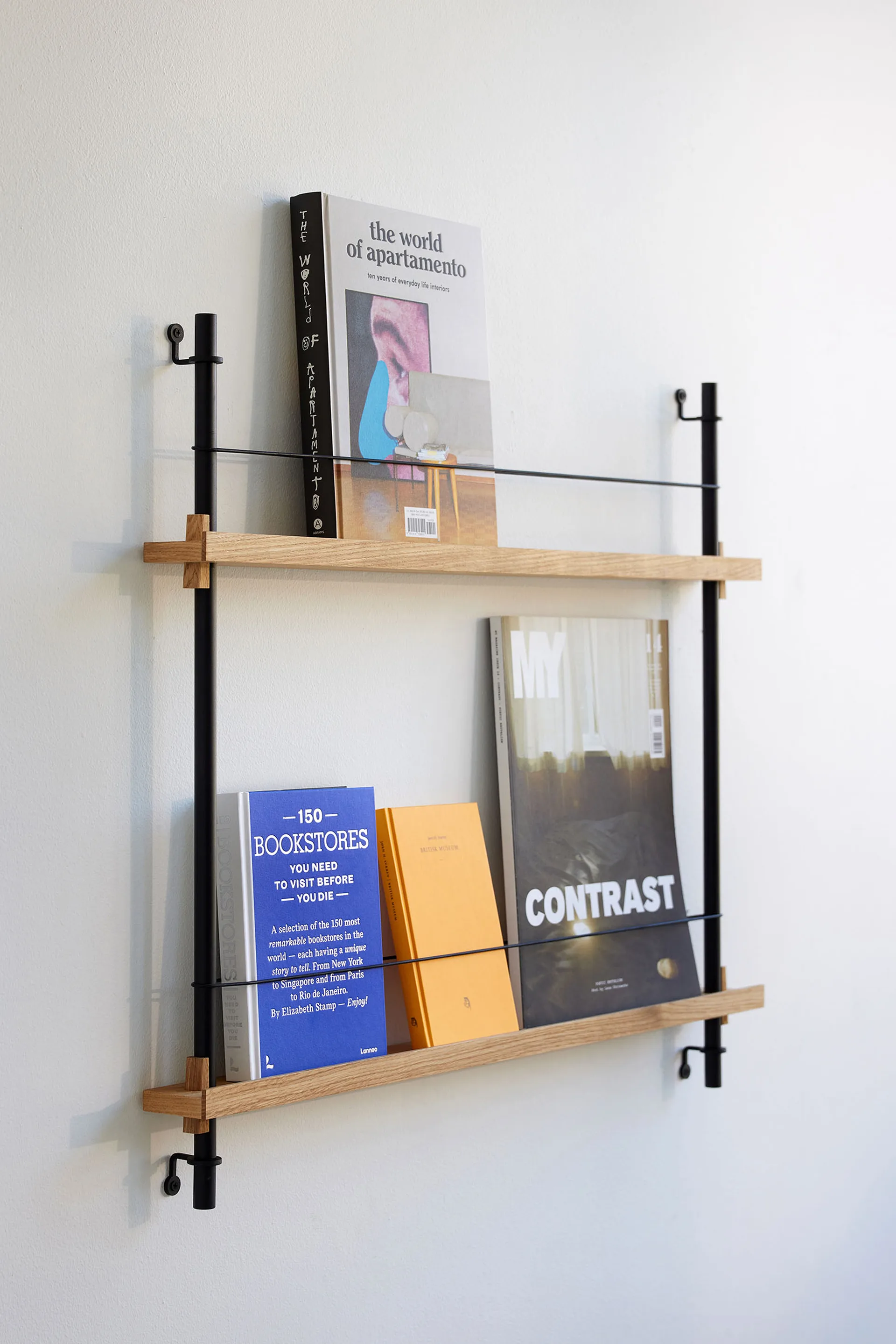 Magazine Shelving tijdschriftrek, Gerookt eiken-diepblauw, 85x180x7 cm, MS.180.1 MOEBE