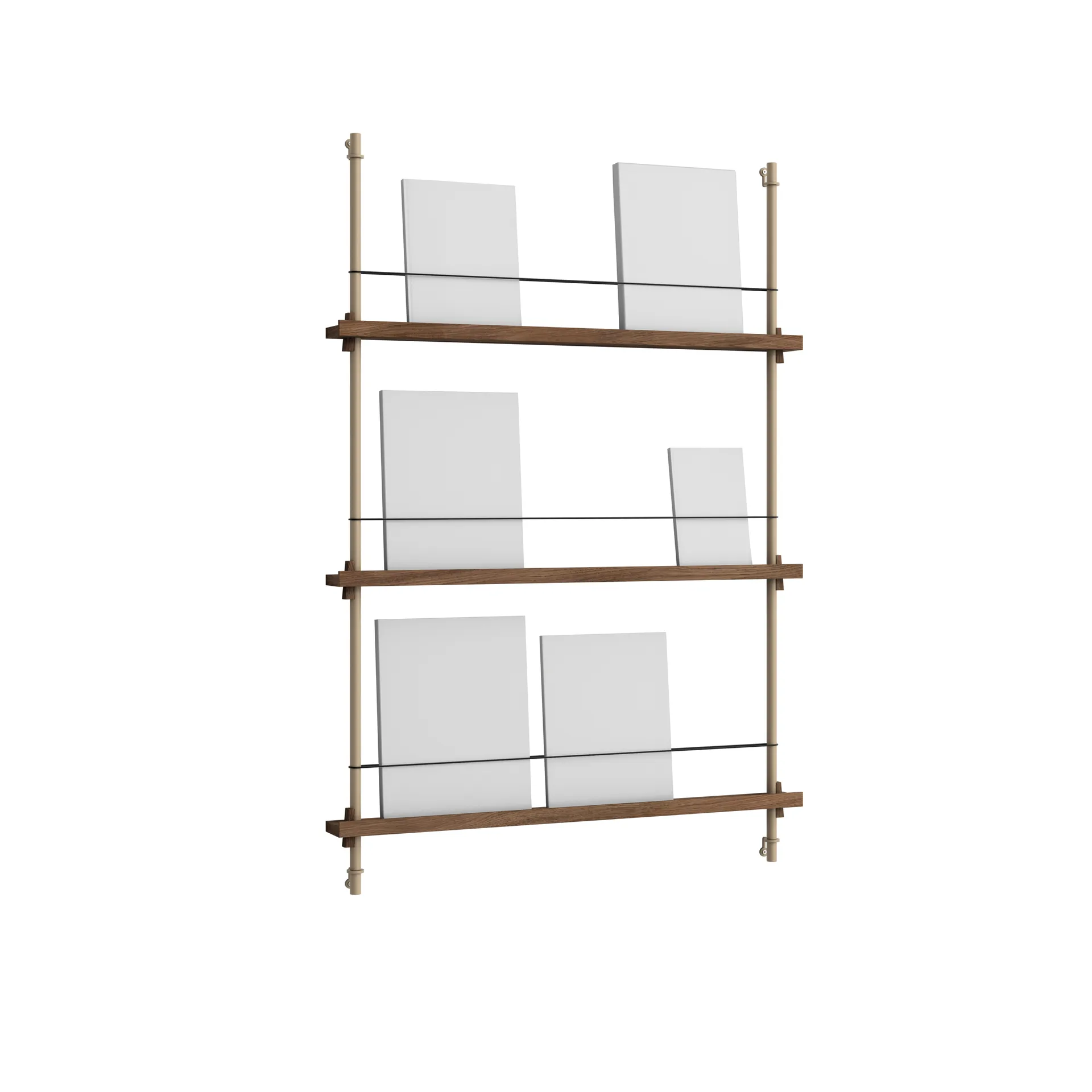Magazine Shelving tijdschriftrek, Gerookt eiken-warmgrijs, 85x115x7 cm, MS.115.1 MOEBE