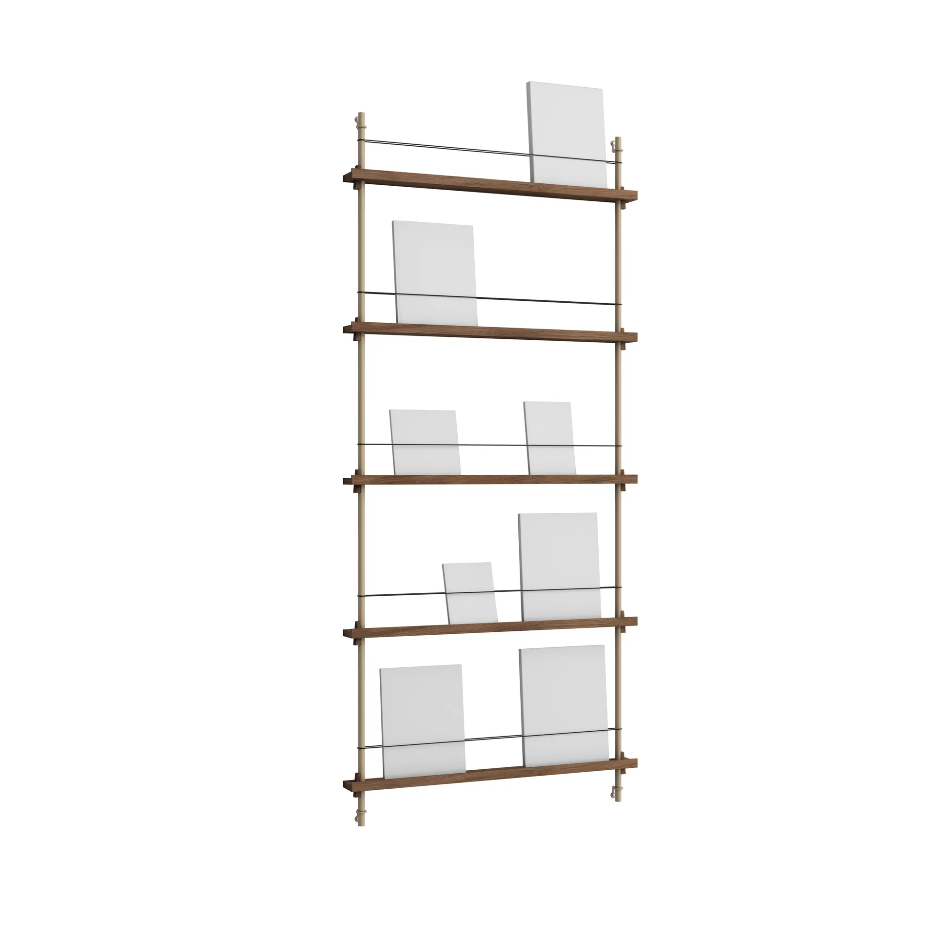 Magazine Shelving tijdschriftrek, Gerookt eiken-warmgrijs, 85x180x7 cm, MS.180.1 MOEBE