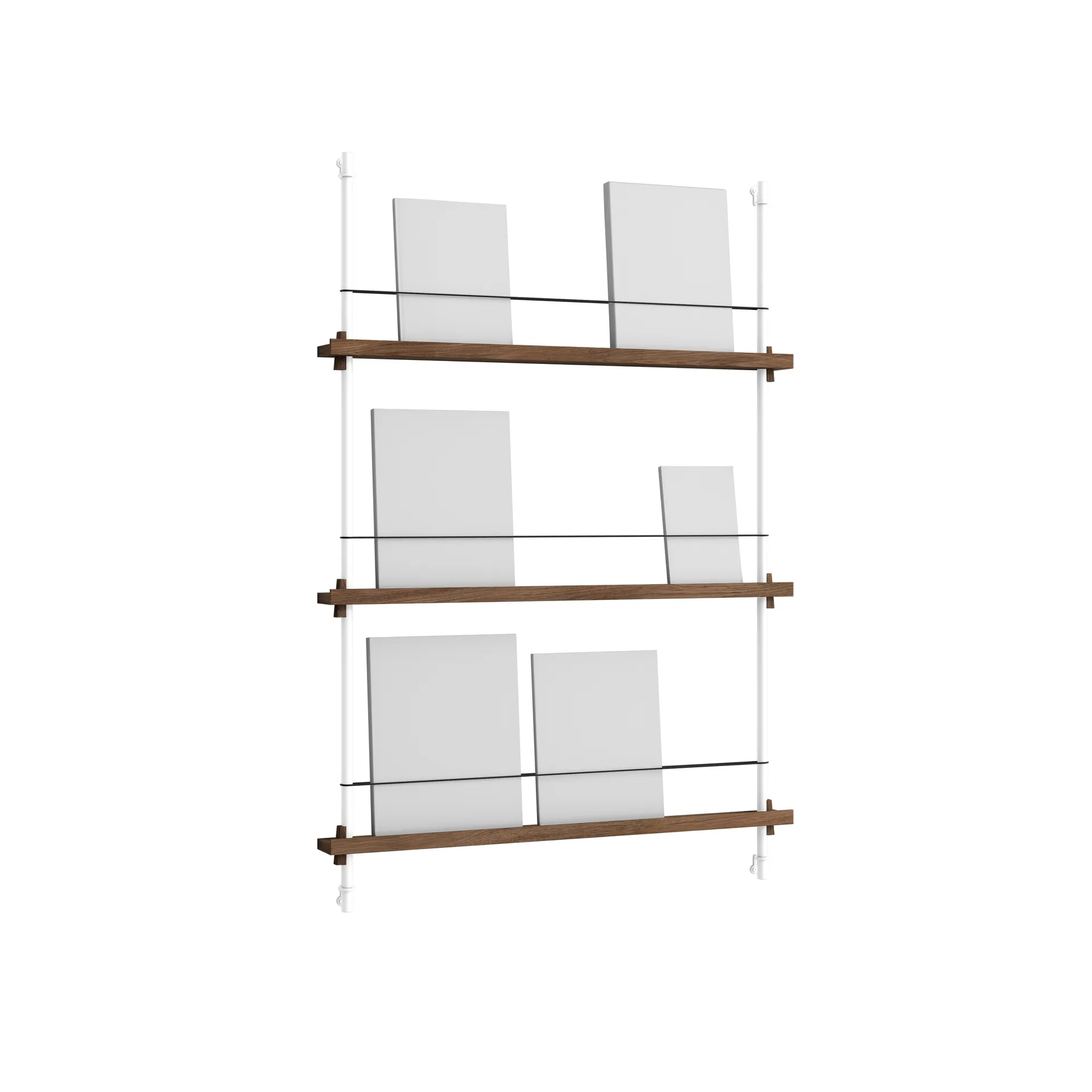 Magazine Shelving tijdschriftrek, Gerookt eiken-wit, 85x115x7 cm, MS.115.1 MOEBE