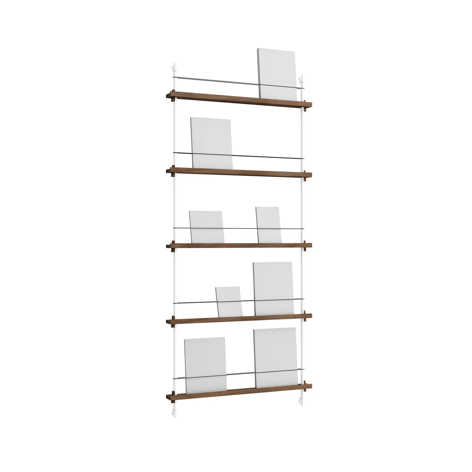 Magazine Shelving tijdschriftrek, Gerookt eiken-wit, 85x180x7 cm, MS.180.1 MOEBE