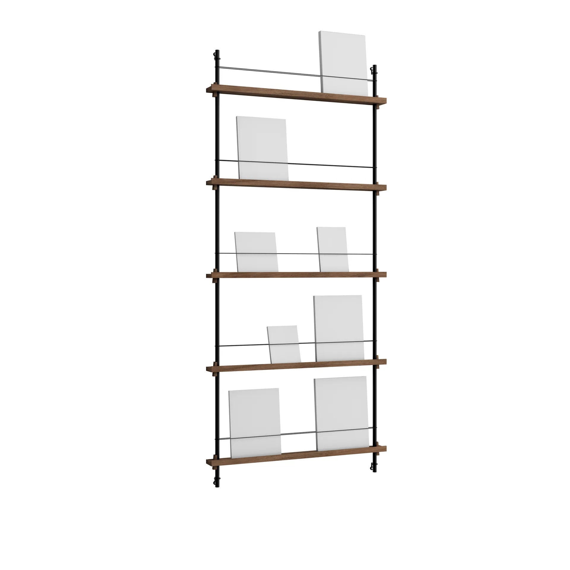 Magazine Shelving tijdschriftrek, Gerookt eiken-zwart, 85x180x7 cm, MS.180.1 MOEBE
