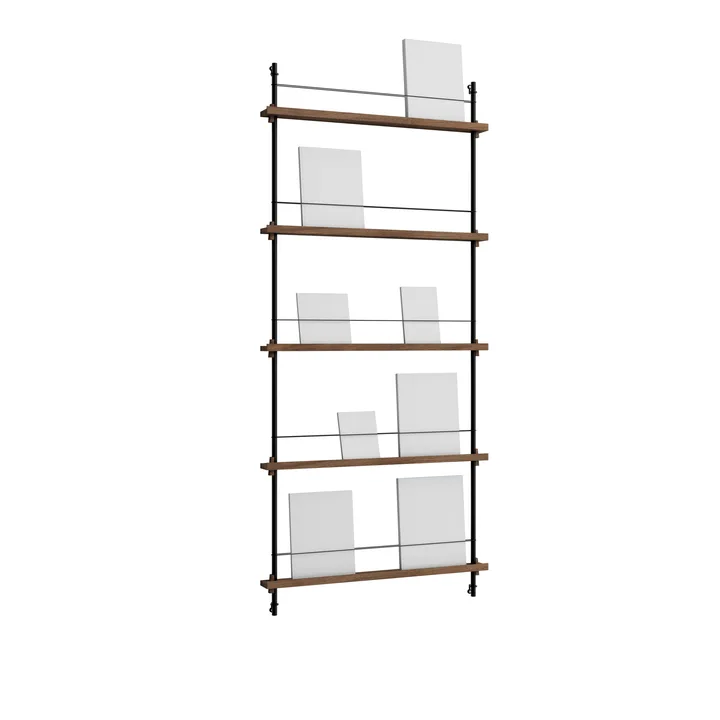 Magazine Shelving tijdschriftrek - Gerookt eiken-zwart, 85x180x7 cm, MS.180.1 - MOEBE
