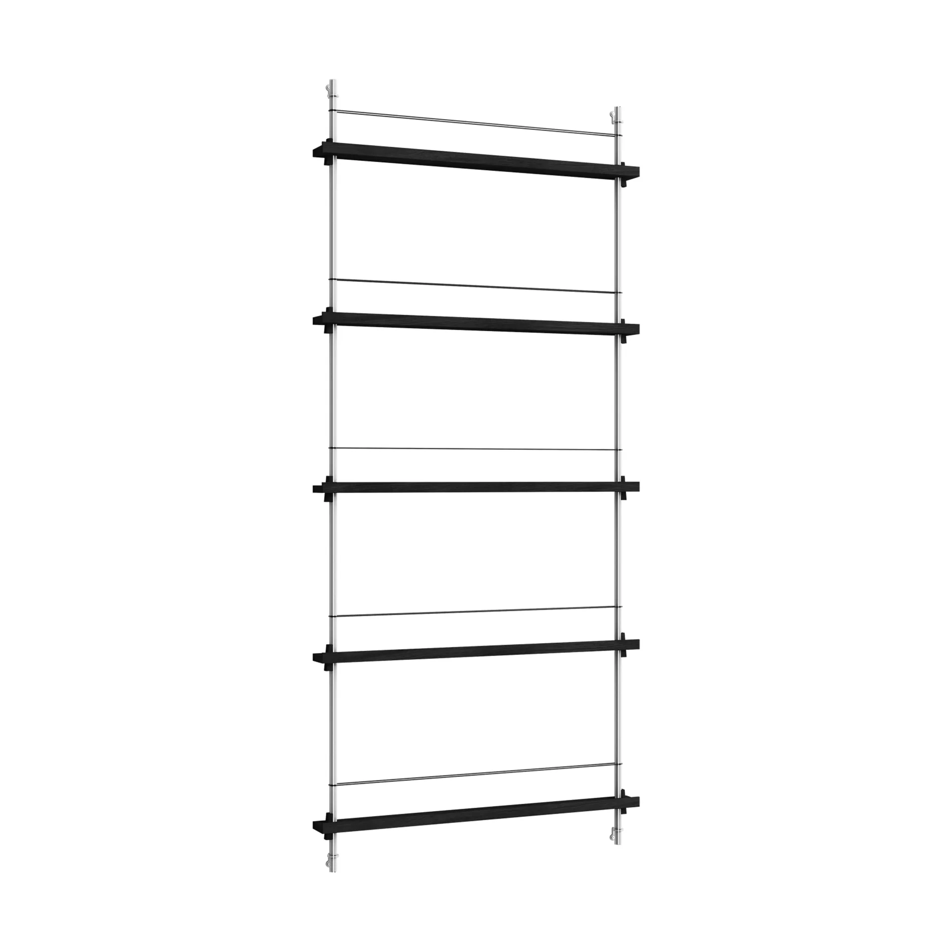 Magazine Shelving tijdschriftrek, Zwart-roestvrij staal, 85x180x7 cm, MS.180.1 MOEBE
