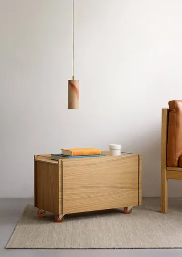 Moebe opbergdoos - Geolied eiken-roestvrij staal, met wielen, 33x60x31 cm - MOEBE