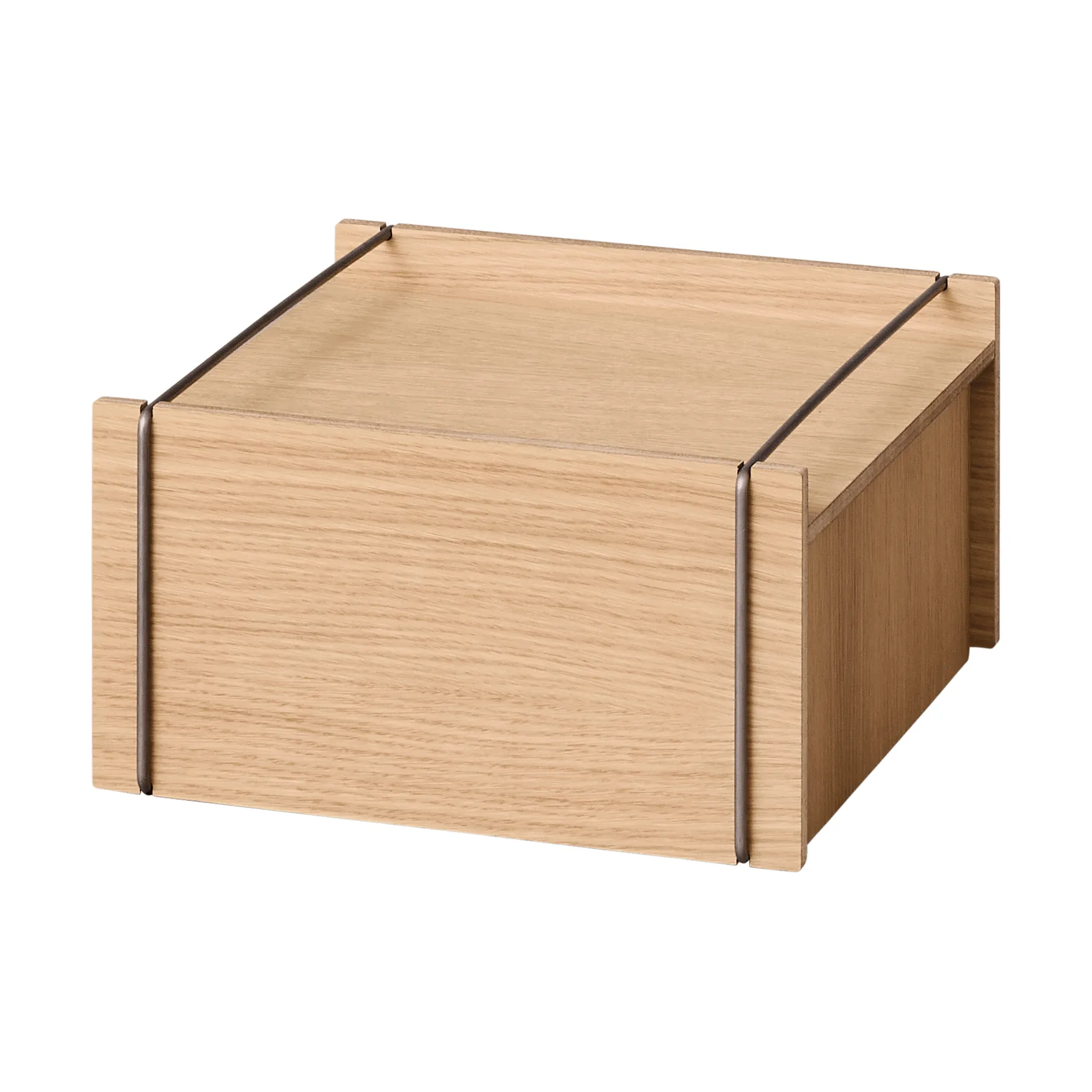Moebe opbergdoos, Geolied eiken-roestvrij staal, small, 16,5x30x31 cm MOEBE
