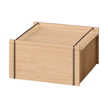 Moebe opbergdoos - Geolied eiken-roestvrij staal, small, 16,5x30x31 cm - MOEBE