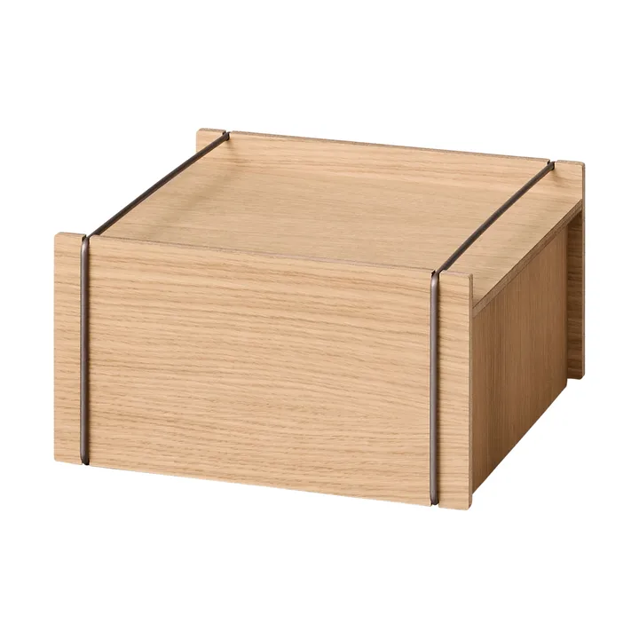 Moebe opbergdoos - Geolied eiken-roestvrij staal, small, 16,5x30x31 cm - MOEBE