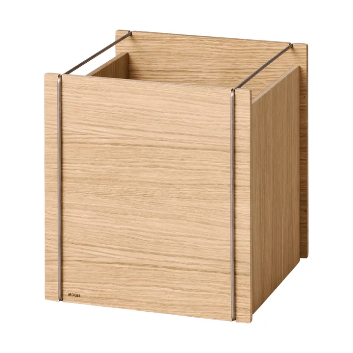 Moebe opbergdoos - Geolied eiken-roestvrij staal, square, 33x30x31 cm - MOEBE